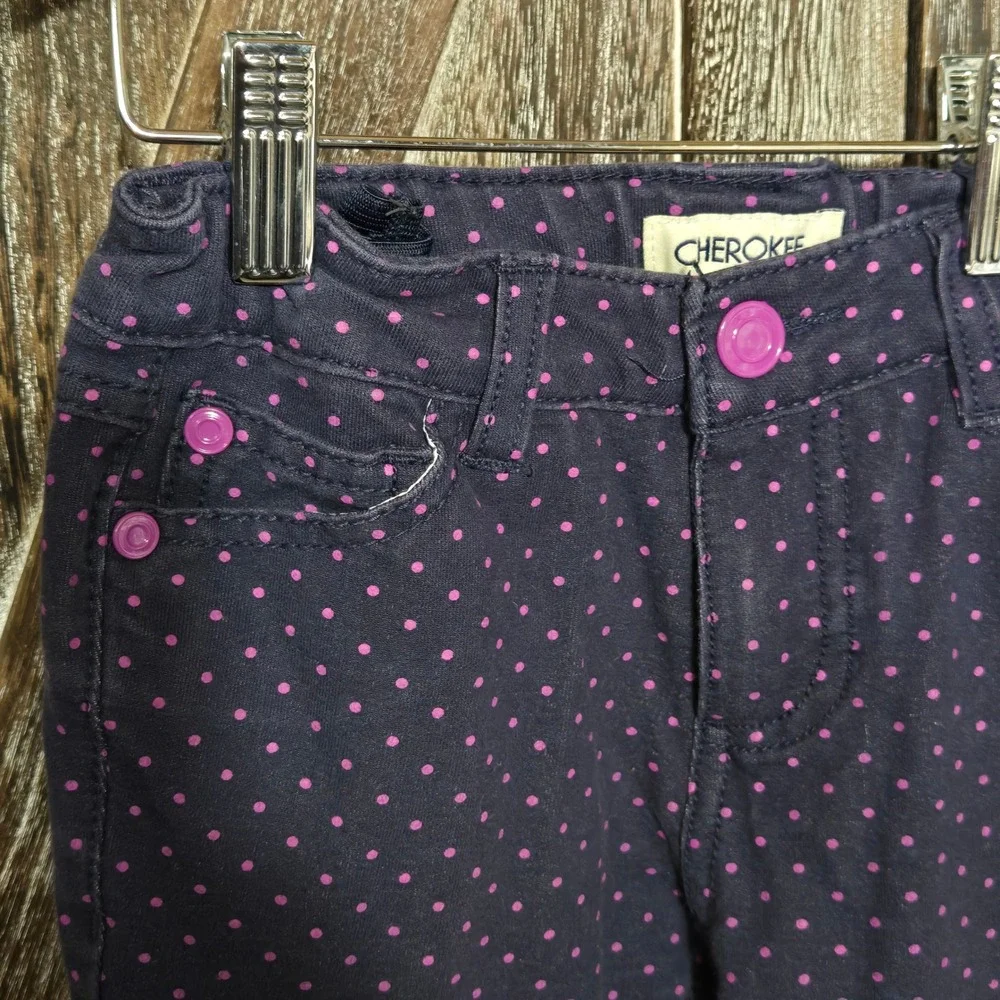 Cherokee Kids Girls Navy Blue Pink Polka Dot Pants‎ Size S P